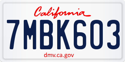 CA license plate 7MBK603