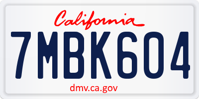 CA license plate 7MBK604