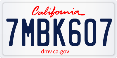 CA license plate 7MBK607
