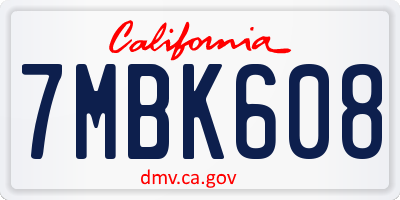 CA license plate 7MBK608