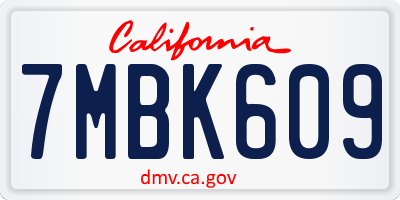 CA license plate 7MBK609