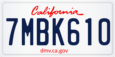 CA license plate 7MBK610