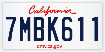CA license plate 7MBK611