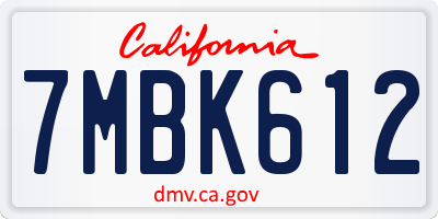 CA license plate 7MBK612