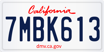 CA license plate 7MBK613