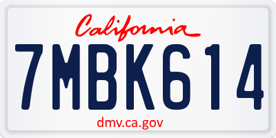 CA license plate 7MBK614