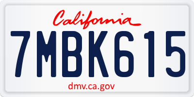 CA license plate 7MBK615