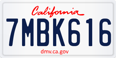 CA license plate 7MBK616