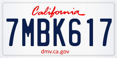 CA license plate 7MBK617