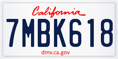 CA license plate 7MBK618