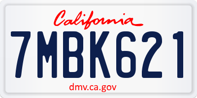 CA license plate 7MBK621