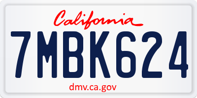 CA license plate 7MBK624