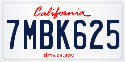 CA license plate 7MBK625