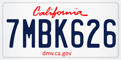 CA license plate 7MBK626