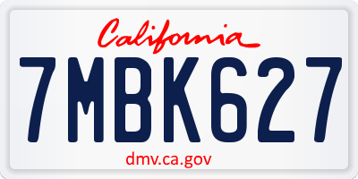 CA license plate 7MBK627