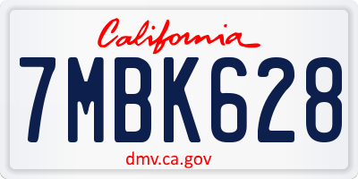 CA license plate 7MBK628