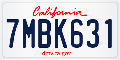 CA license plate 7MBK631