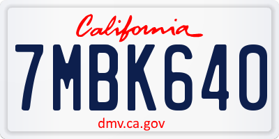 CA license plate 7MBK640