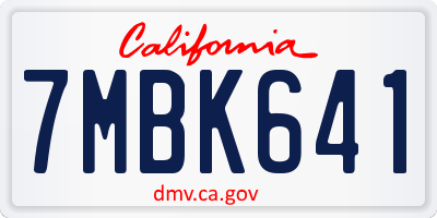 CA license plate 7MBK641