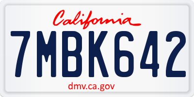 CA license plate 7MBK642