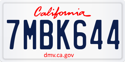 CA license plate 7MBK644