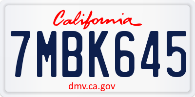CA license plate 7MBK645