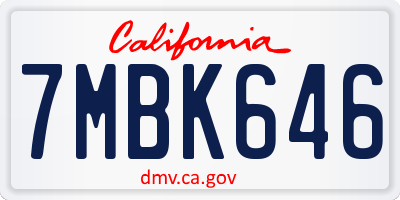 CA license plate 7MBK646