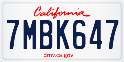 CA license plate 7MBK647