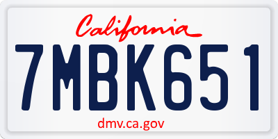 CA license plate 7MBK651