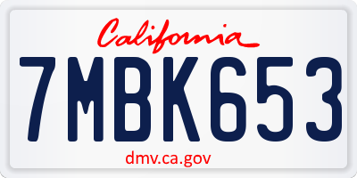 CA license plate 7MBK653