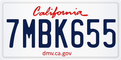 CA license plate 7MBK655