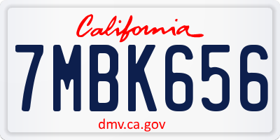 CA license plate 7MBK656