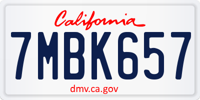 CA license plate 7MBK657