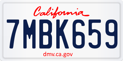 CA license plate 7MBK659