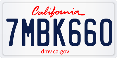 CA license plate 7MBK660
