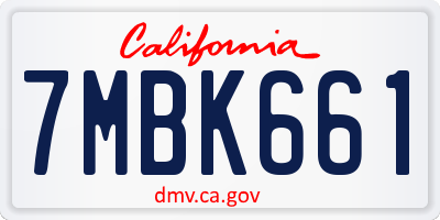 CA license plate 7MBK661