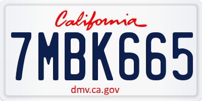 CA license plate 7MBK665