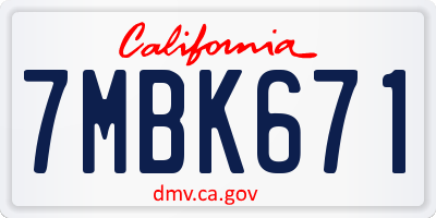 CA license plate 7MBK671