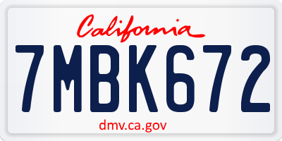 CA license plate 7MBK672