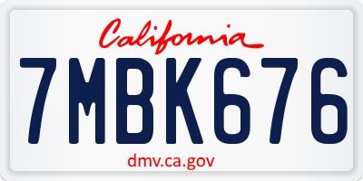 CA license plate 7MBK676