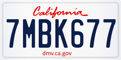 CA license plate 7MBK677