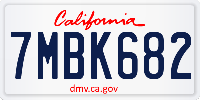 CA license plate 7MBK682