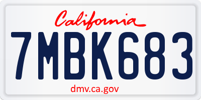 CA license plate 7MBK683