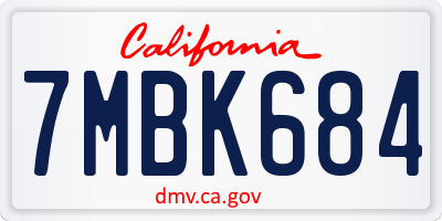 CA license plate 7MBK684