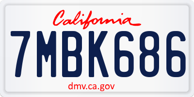 CA license plate 7MBK686