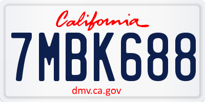 CA license plate 7MBK688