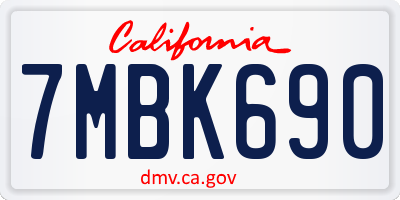 CA license plate 7MBK690