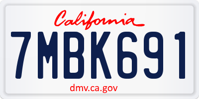 CA license plate 7MBK691