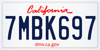CA license plate 7MBK697