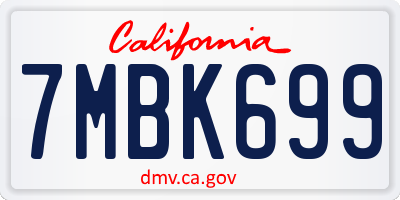 CA license plate 7MBK699